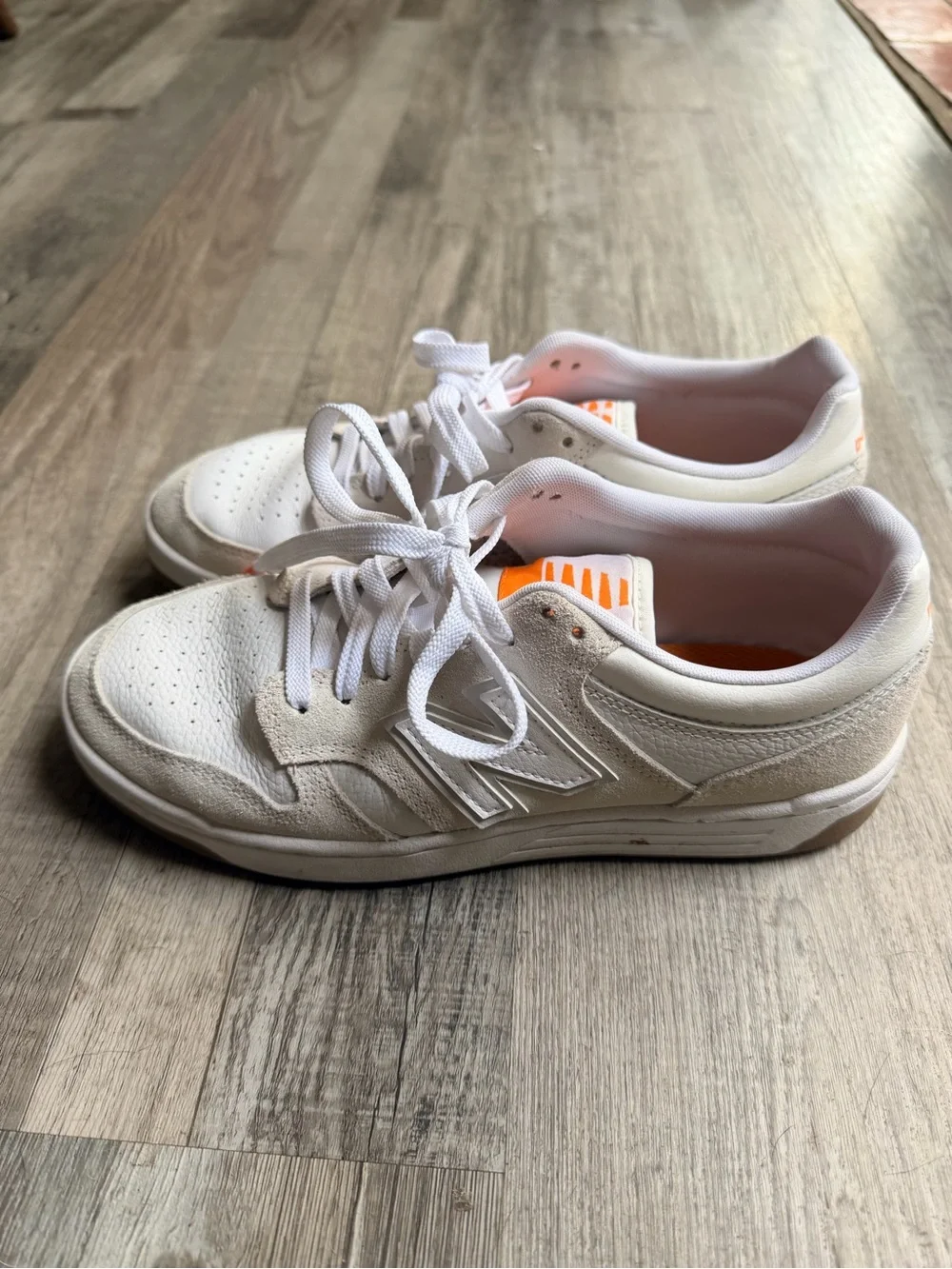 New Balance 480’s White, Beige & Orange Sneakers